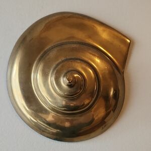 Vintage Solid Brass Seashell Wall Decor, Coastal Home Decor